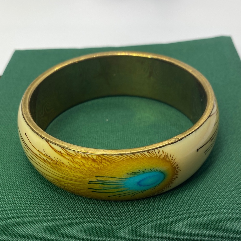 Peacock Feather Bangle Bracelet - image 1